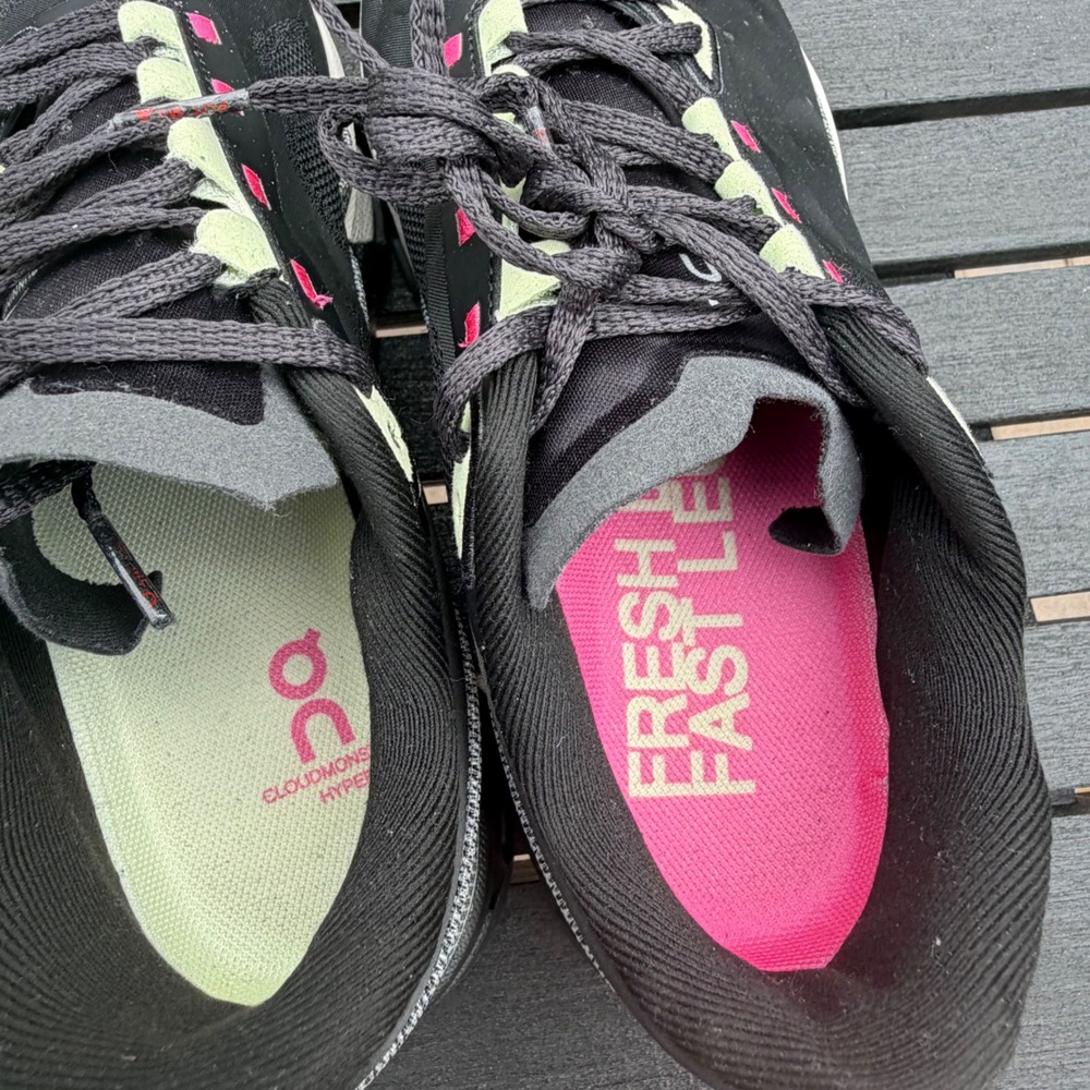 On Cloudmonster Hyper Black Mint  Women's Size 8 Sneakers Running Max Cushion - Picture 5 of 11